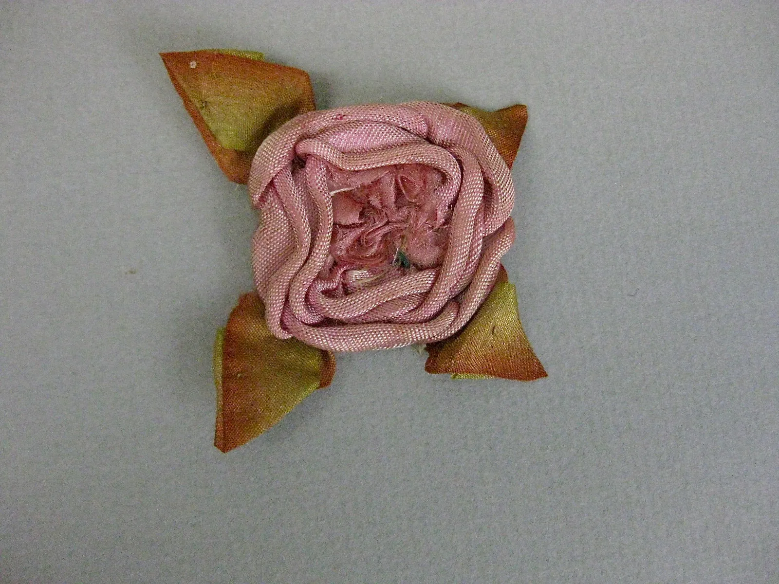 Antique Victorian large ombre ribbon flowers roses ribbon work 3 pieces