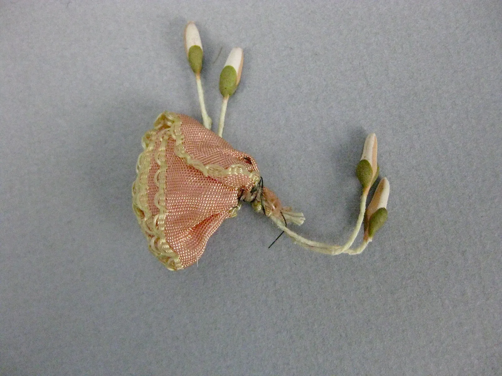 Antique Victorian large ombre ribbon flowers roses ribbon work 3 pieces