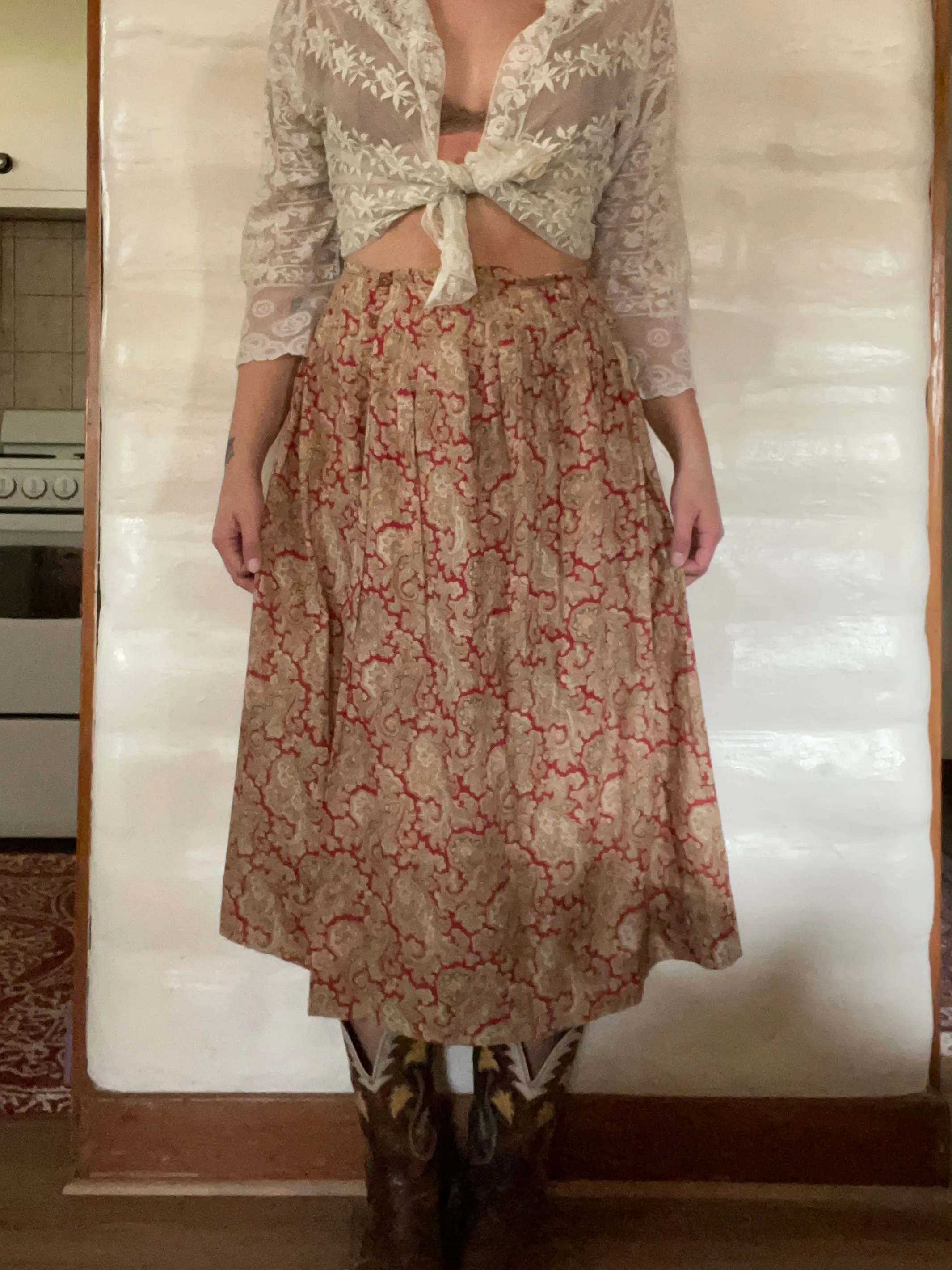Antique Victorian Paisley Wrap Style Skirt