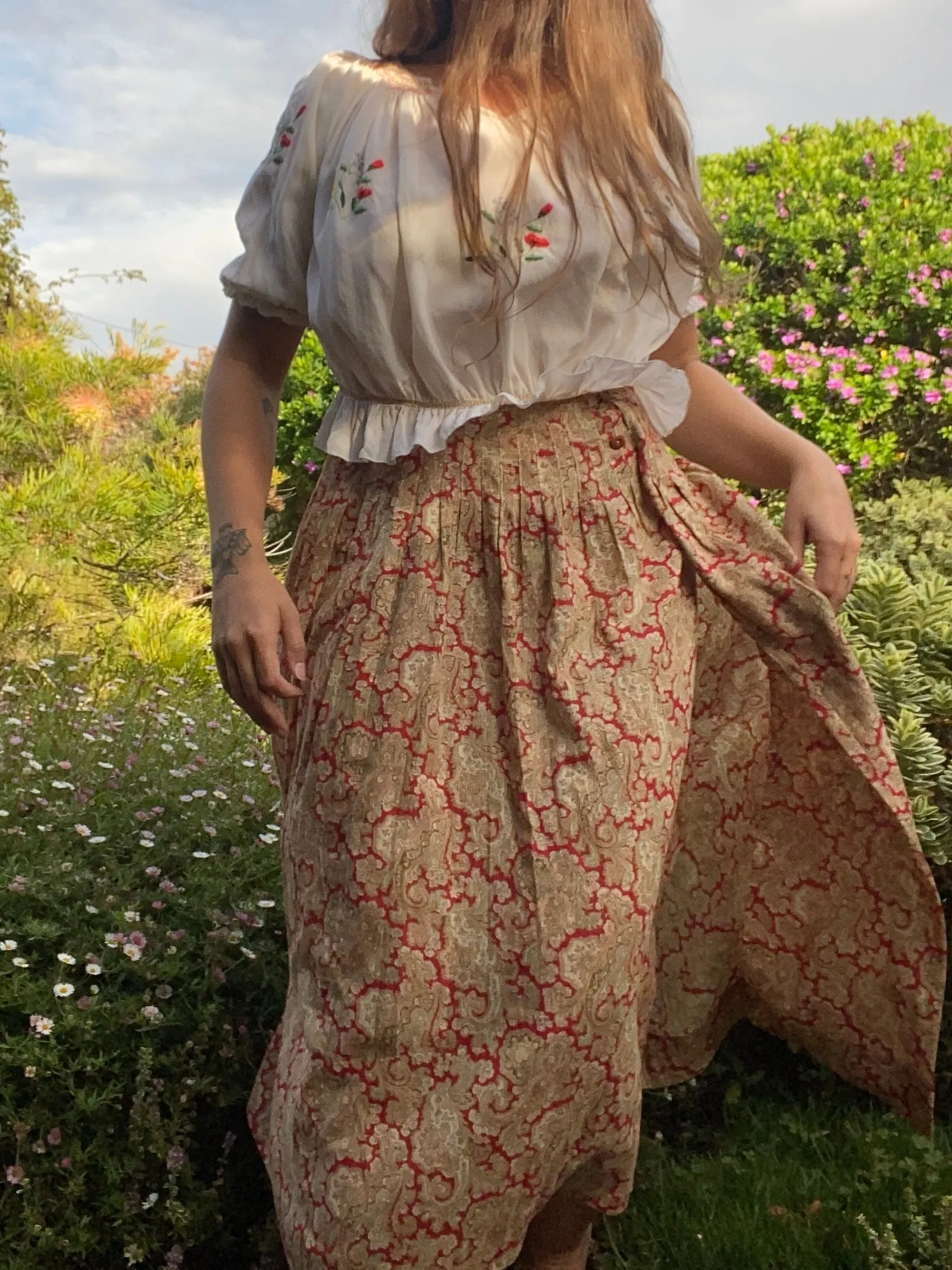 Antique Victorian Paisley Wrap Style Skirt