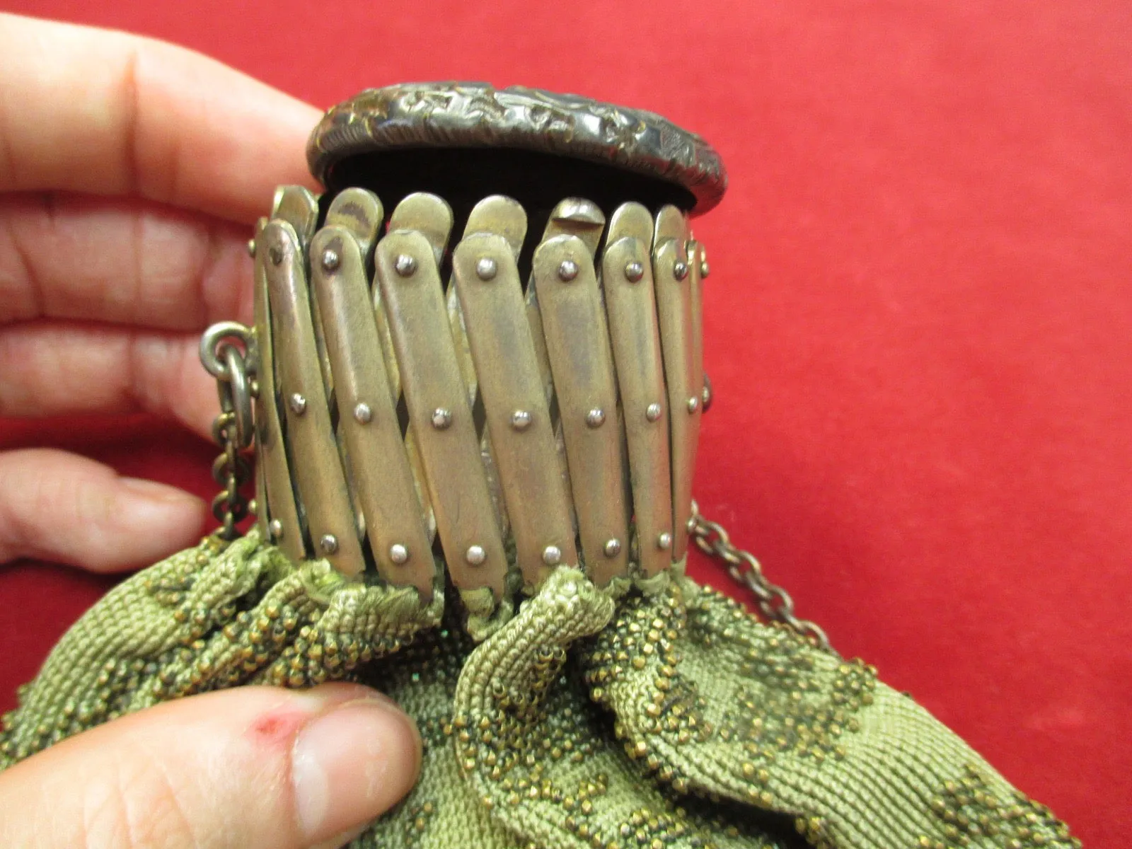 Antique Victorian purse fashioned of Beaded Mesh