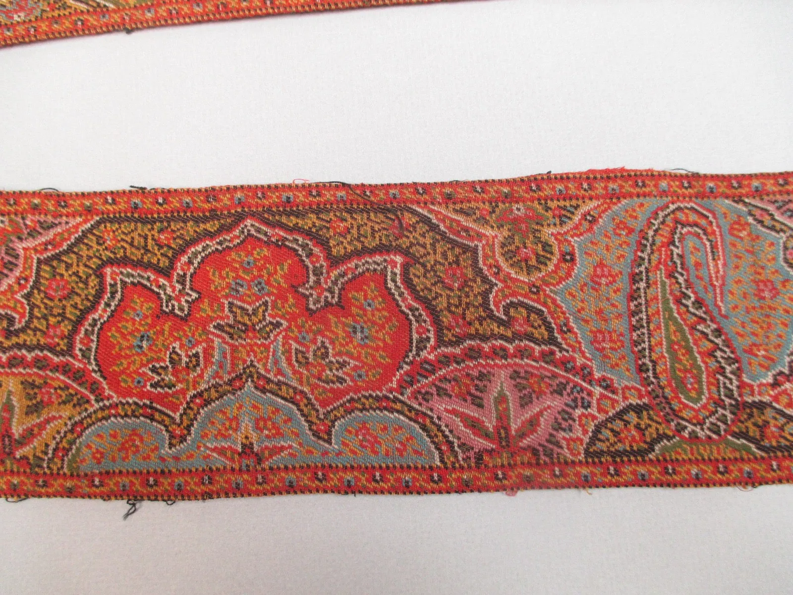 Antique Victorian Red Paisley Border