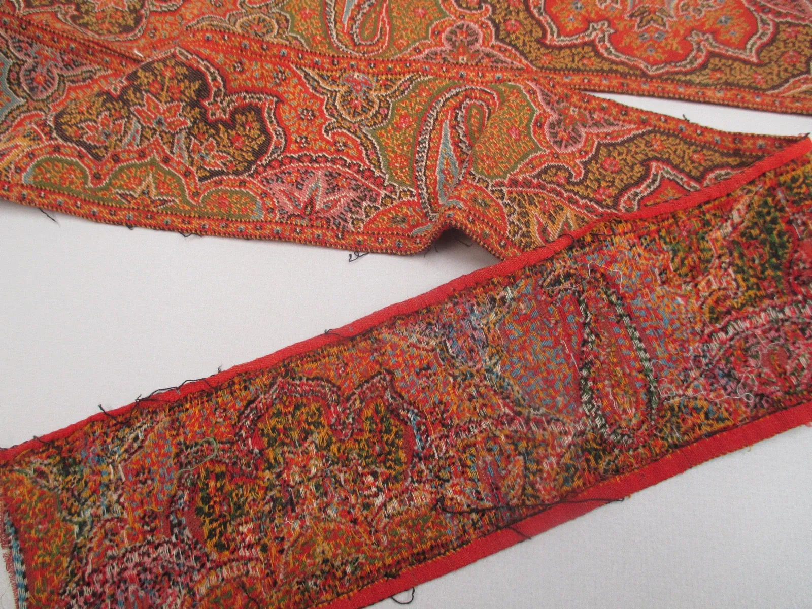 Antique Victorian Red Paisley Border