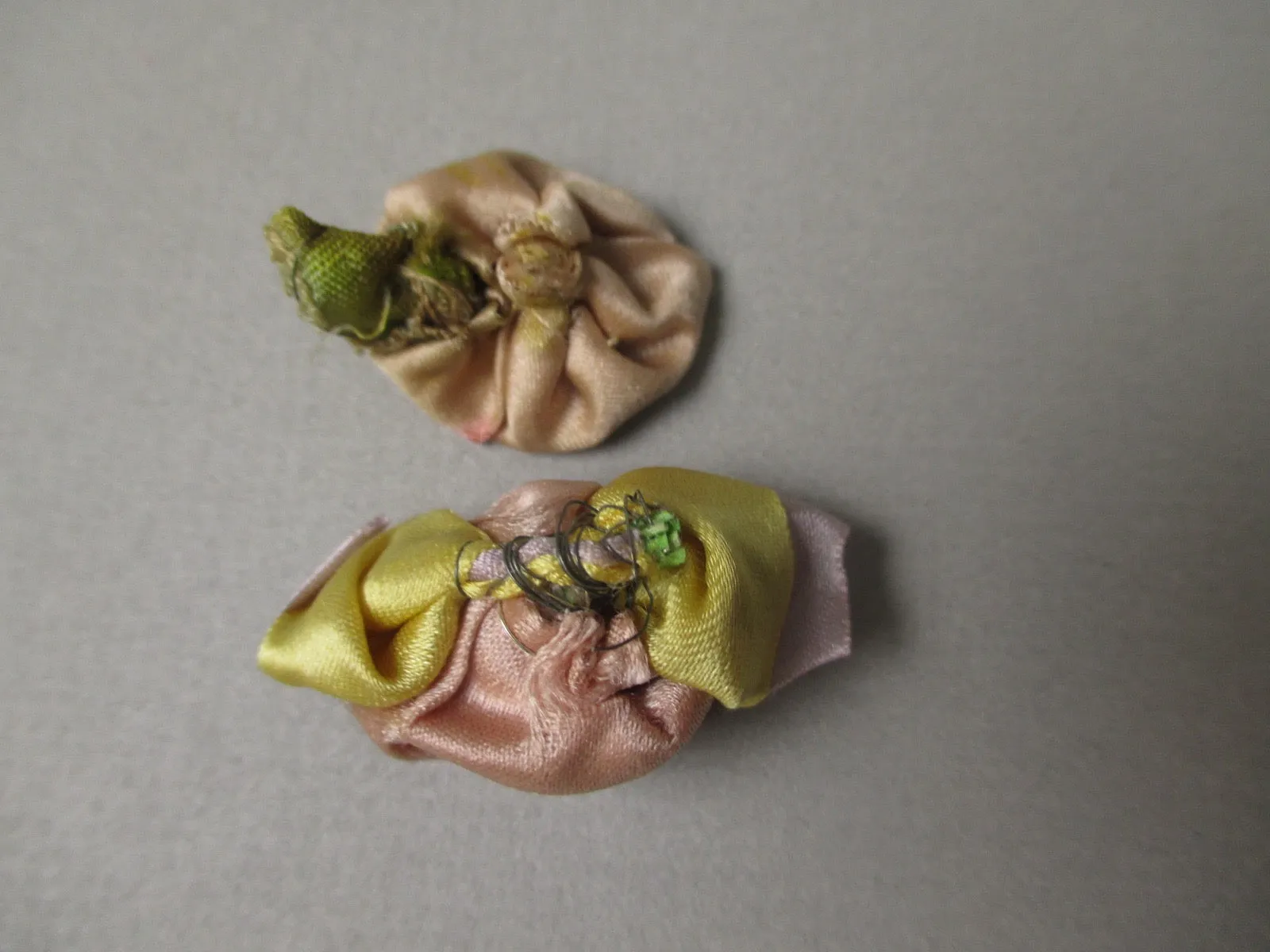Antique Victorian Ribbon rose ribbon art rosettes 2 pc