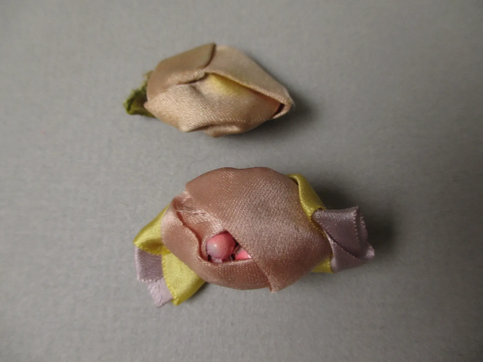 Antique Victorian Ribbon rose ribbon art rosettes 2 pc