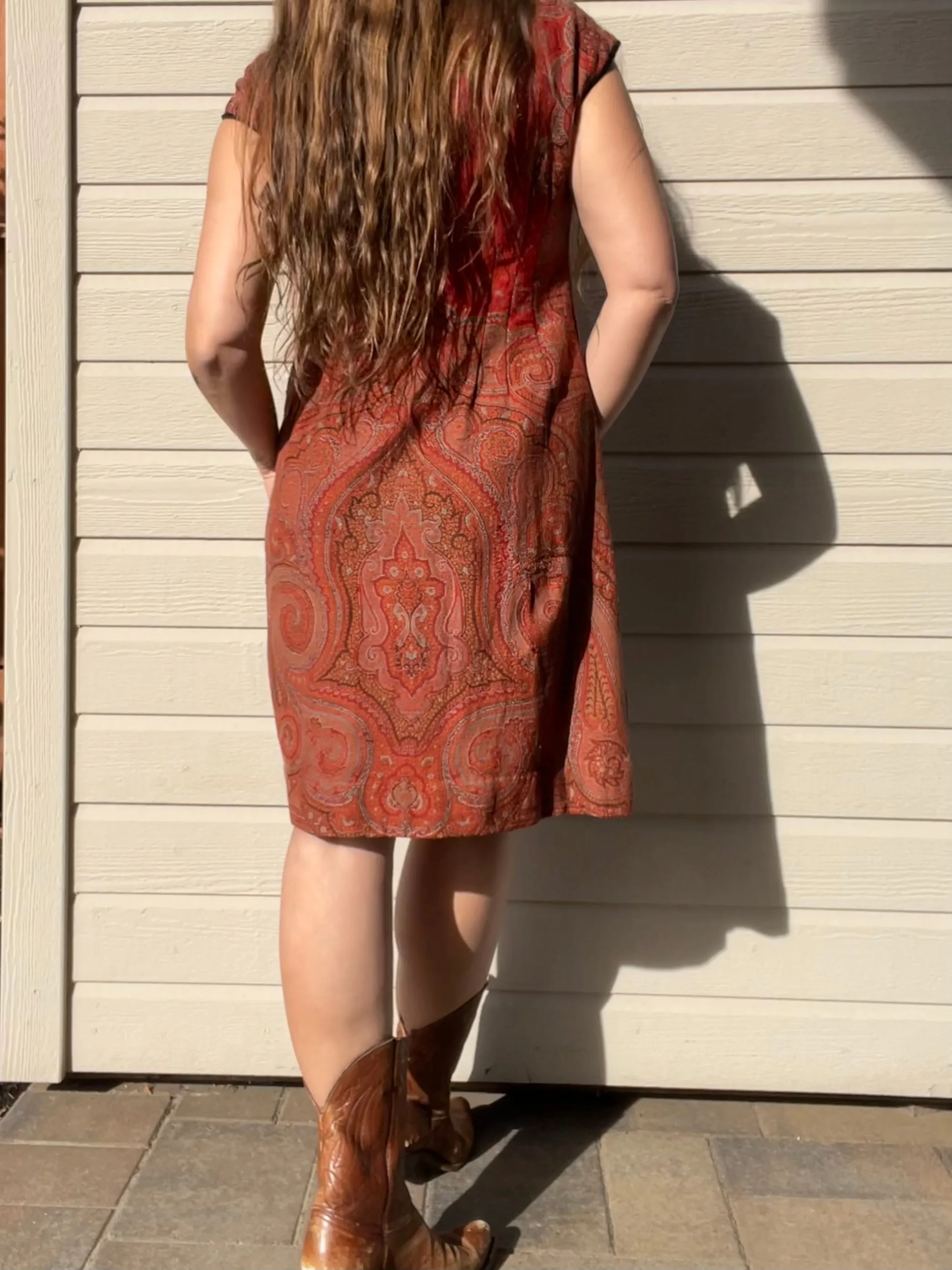 Antique Victorian Shawl Remade Two Piece Dress Set