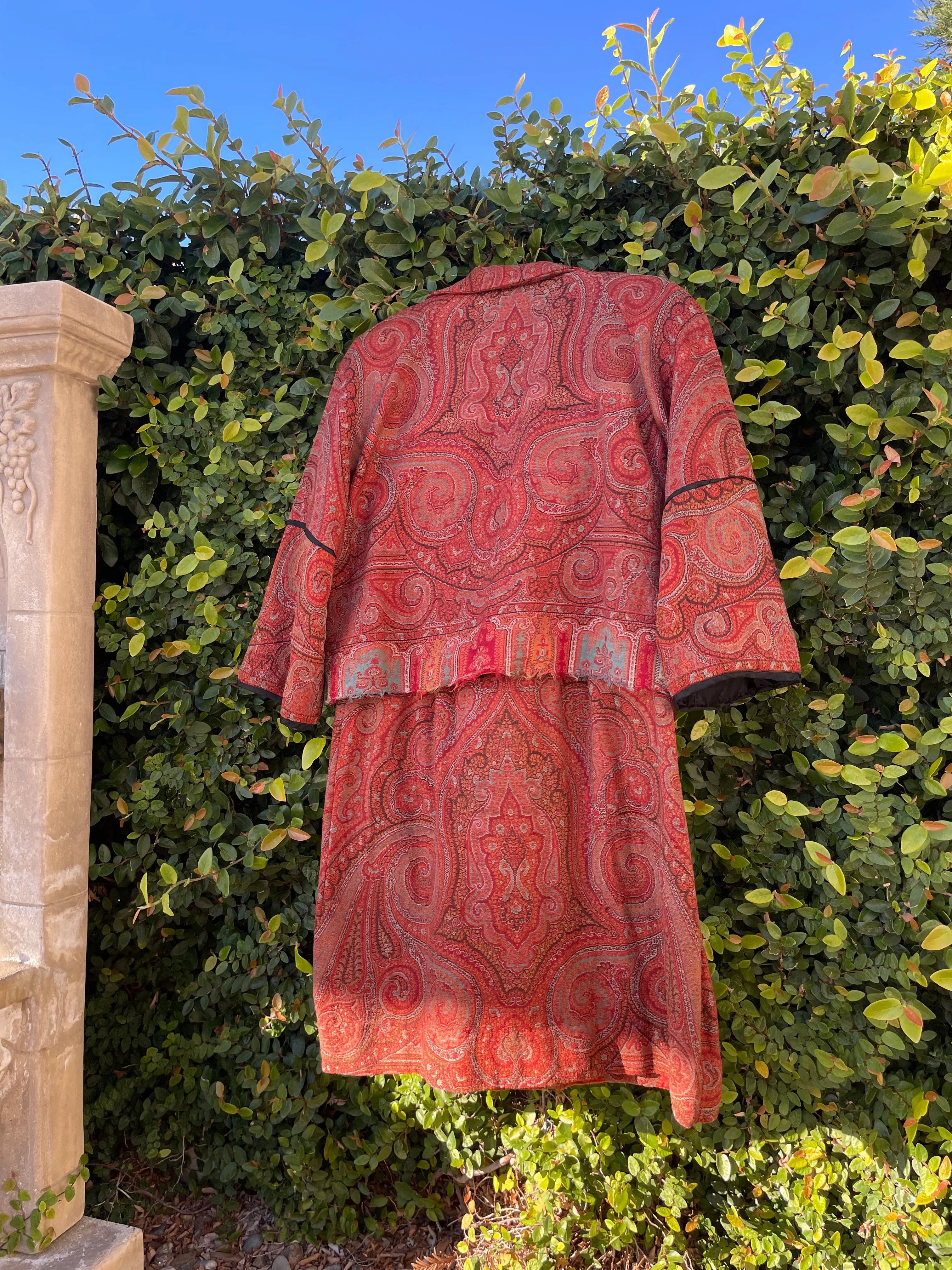 Antique Victorian Shawl Remade Two Piece Dress Set