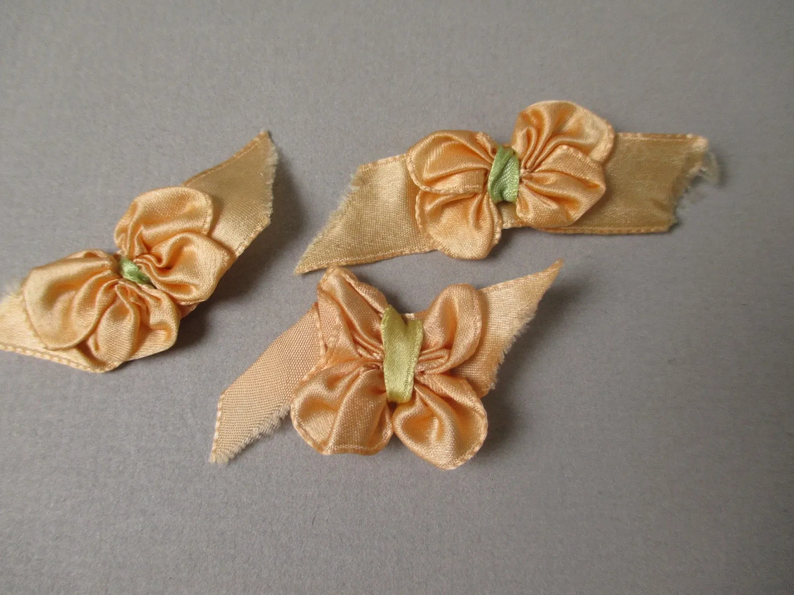 Antique Victorian Silk Ribbon art bows set of 3