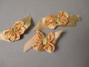 Antique Victorian Silk Ribbon art bows set of 3