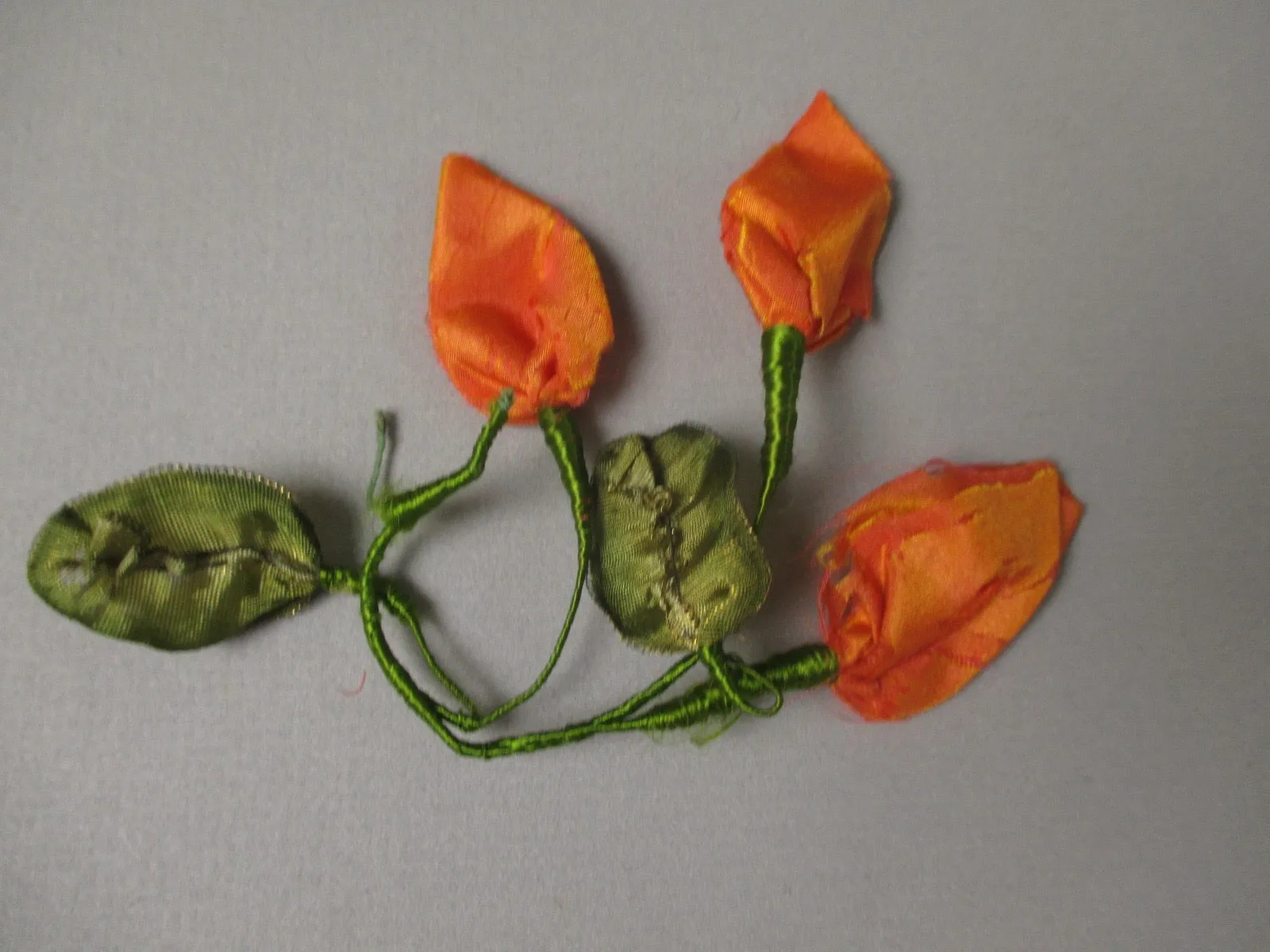 Antique Victorian silk ribbon flowers