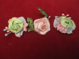 Antique Victorian silk ribbon roses