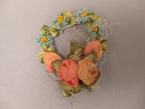 Antique victorian Silk Ribbon work ribbon Rose Rosette