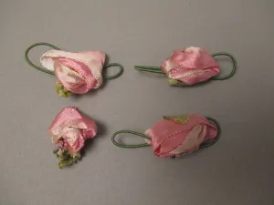 Antique Victorian Silk Ribbon work Rosettes set of 4
