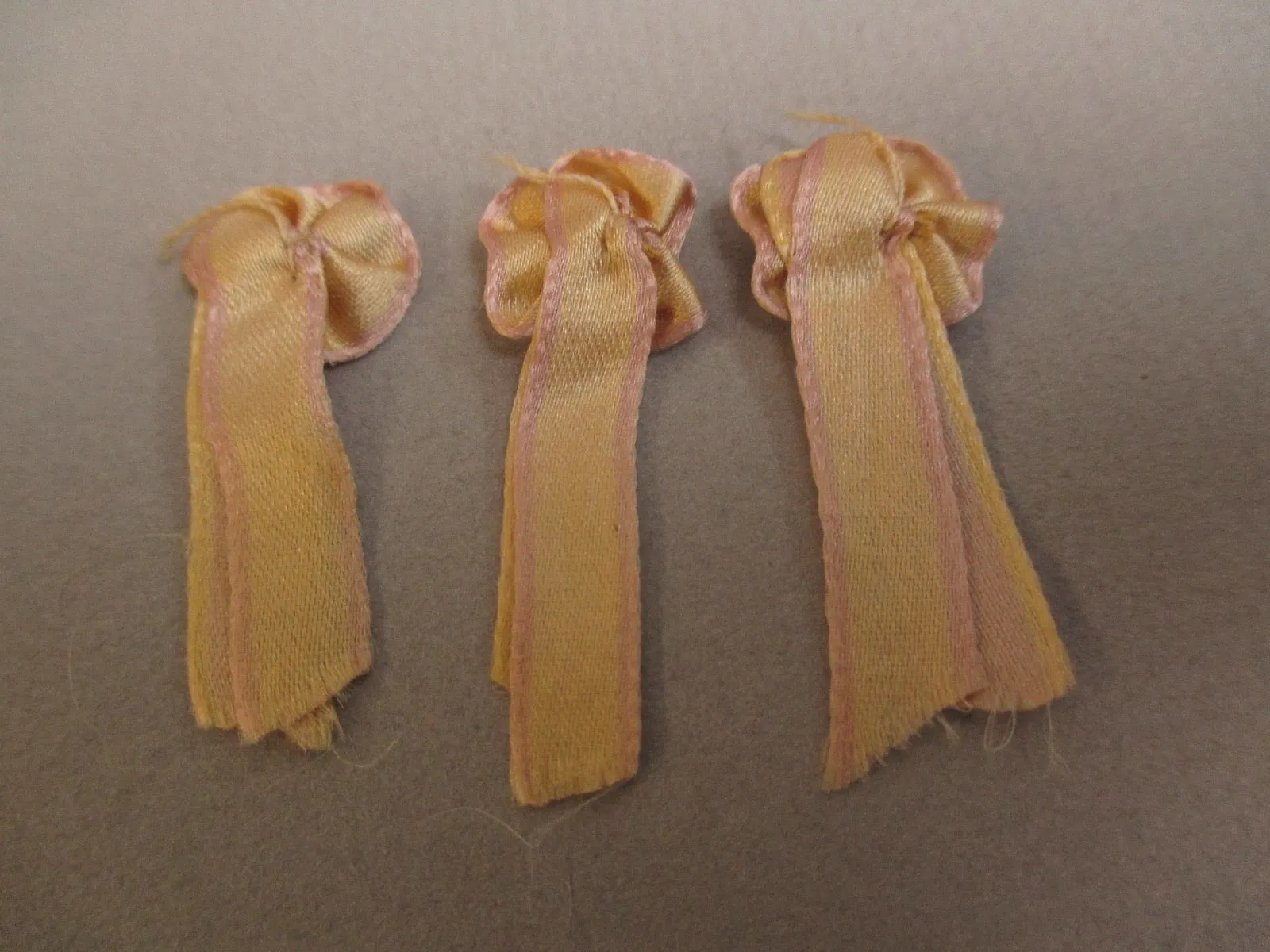 Antique Victorian Silk Rosette Ribbon Art 3 pc