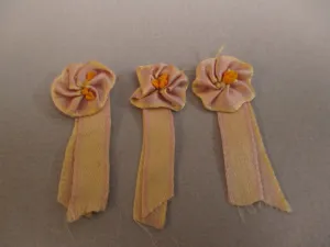 Antique Victorian Silk Rosette Ribbon Art 3 pc