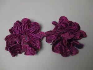 Antique Victorian Velvet Flowers set of 2 Paris Label