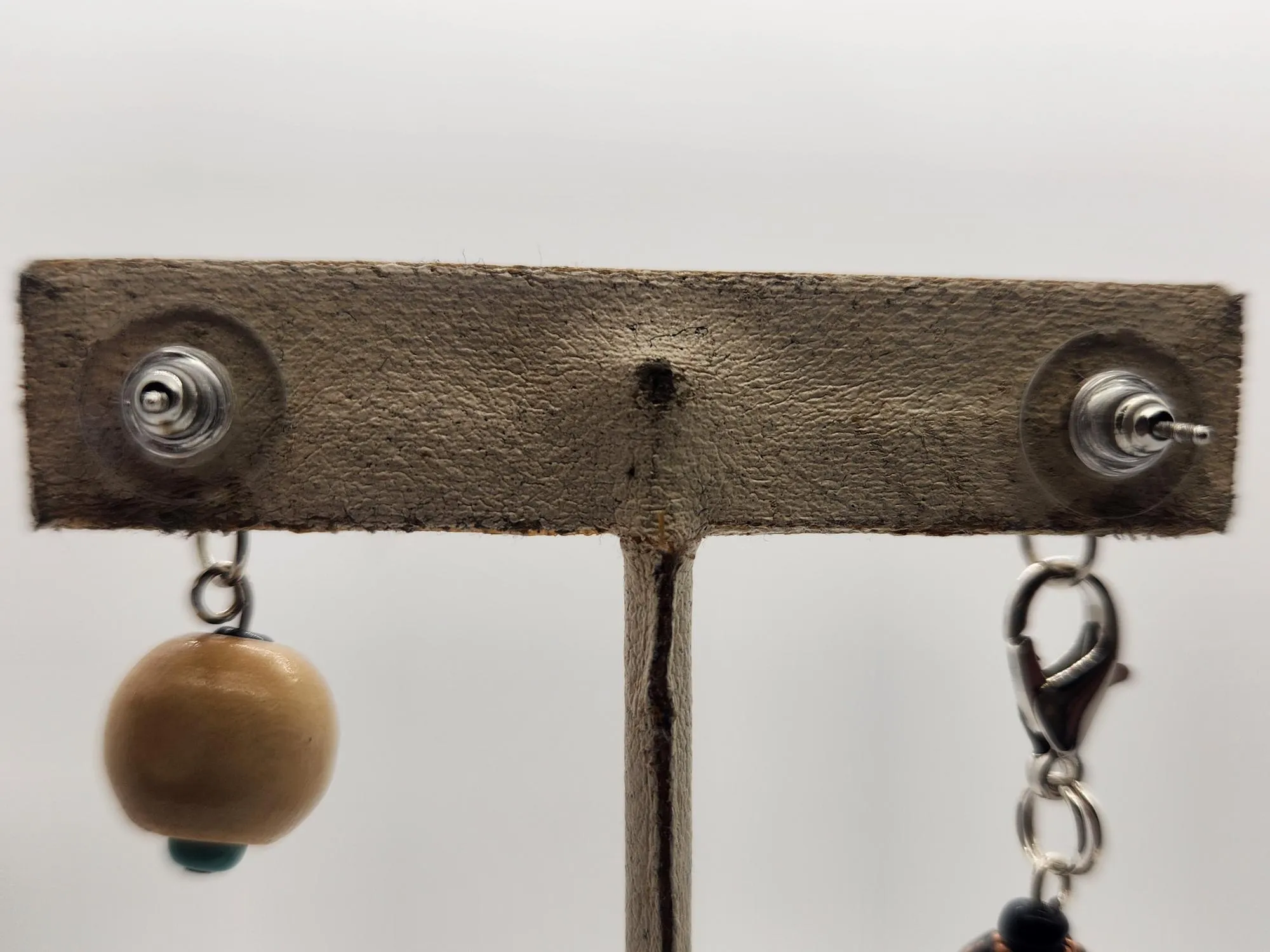 Artisan Doll Dangle with black leather skirt ethnic print top  earrings