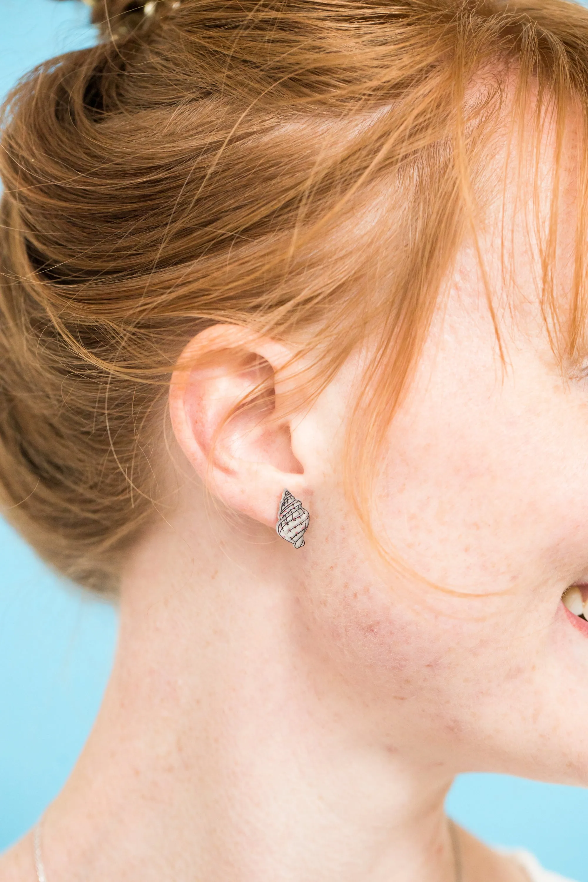 Asymmetrical Seashell Beach Stud Earrings