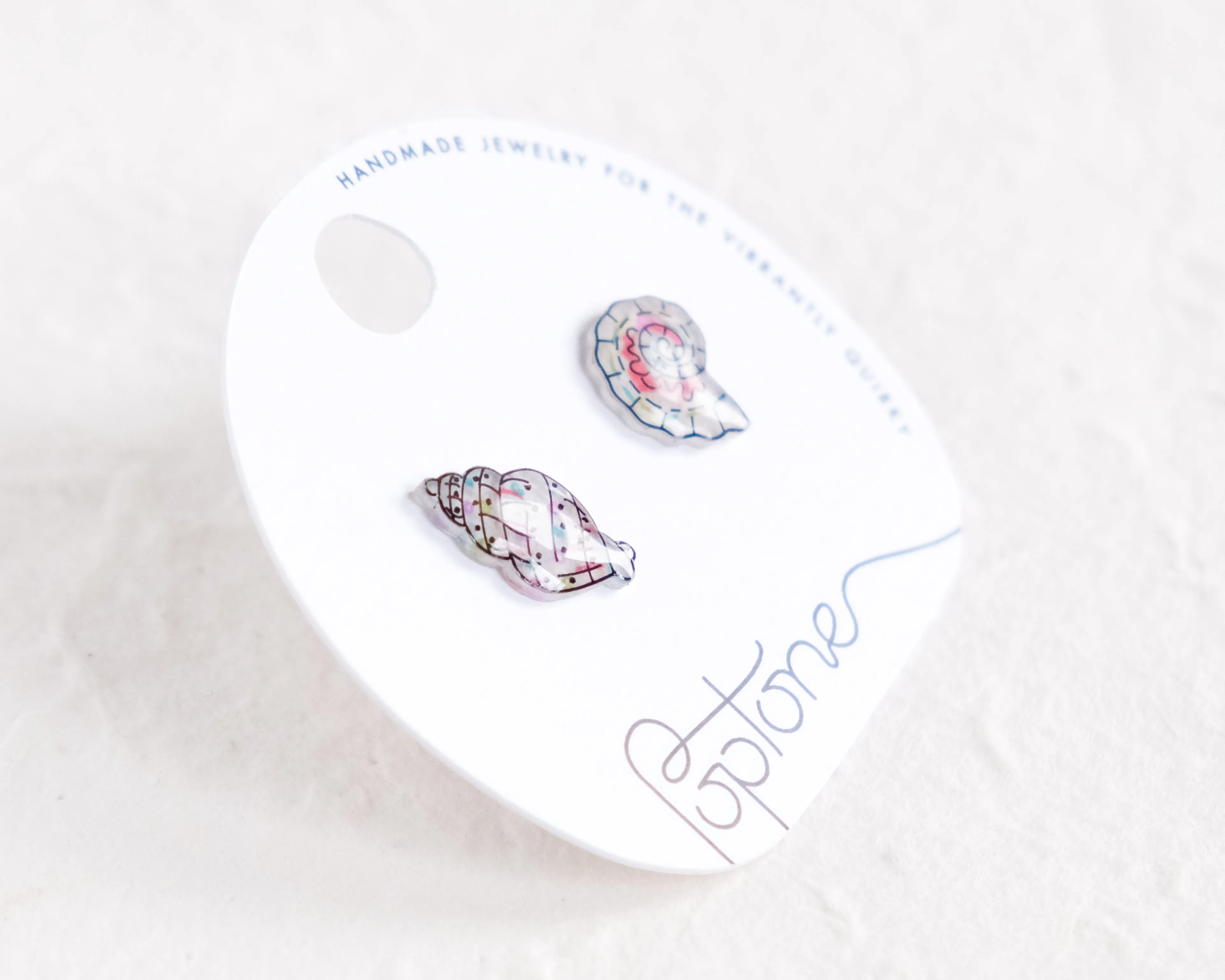 Asymmetrical Seashell Beach Stud Earrings