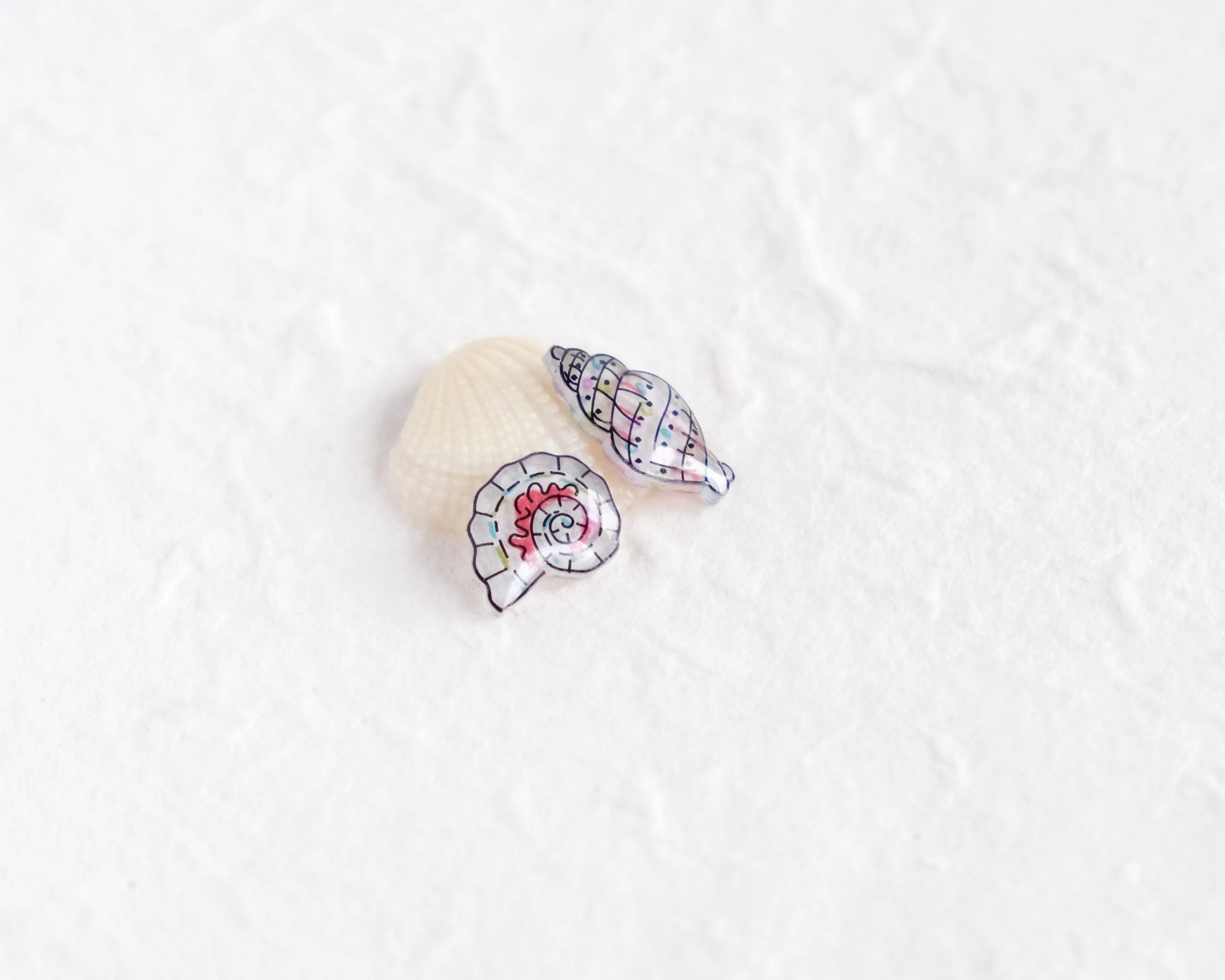 Asymmetrical Seashell Beach Stud Earrings