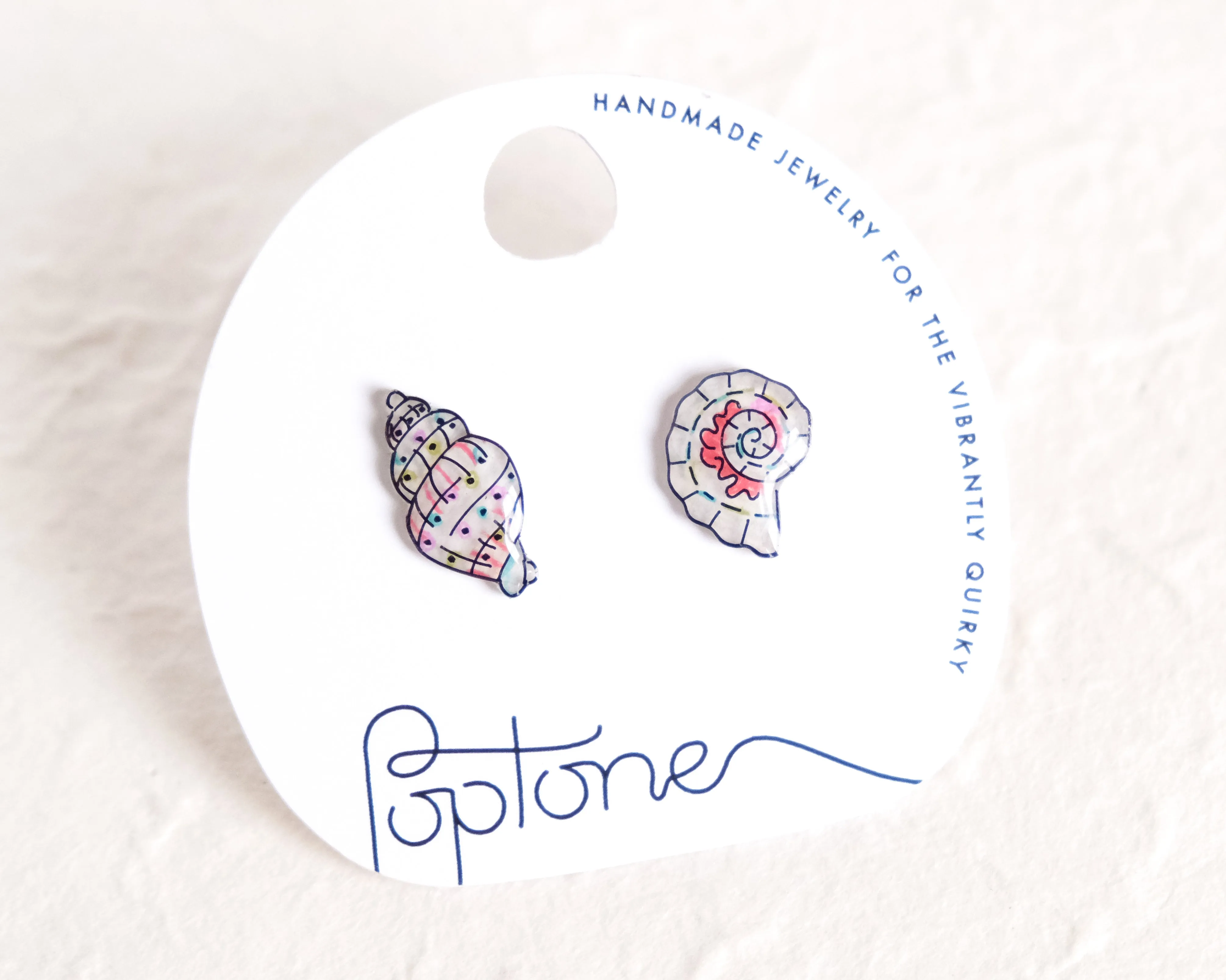 Asymmetrical Seashell Beach Stud Earrings