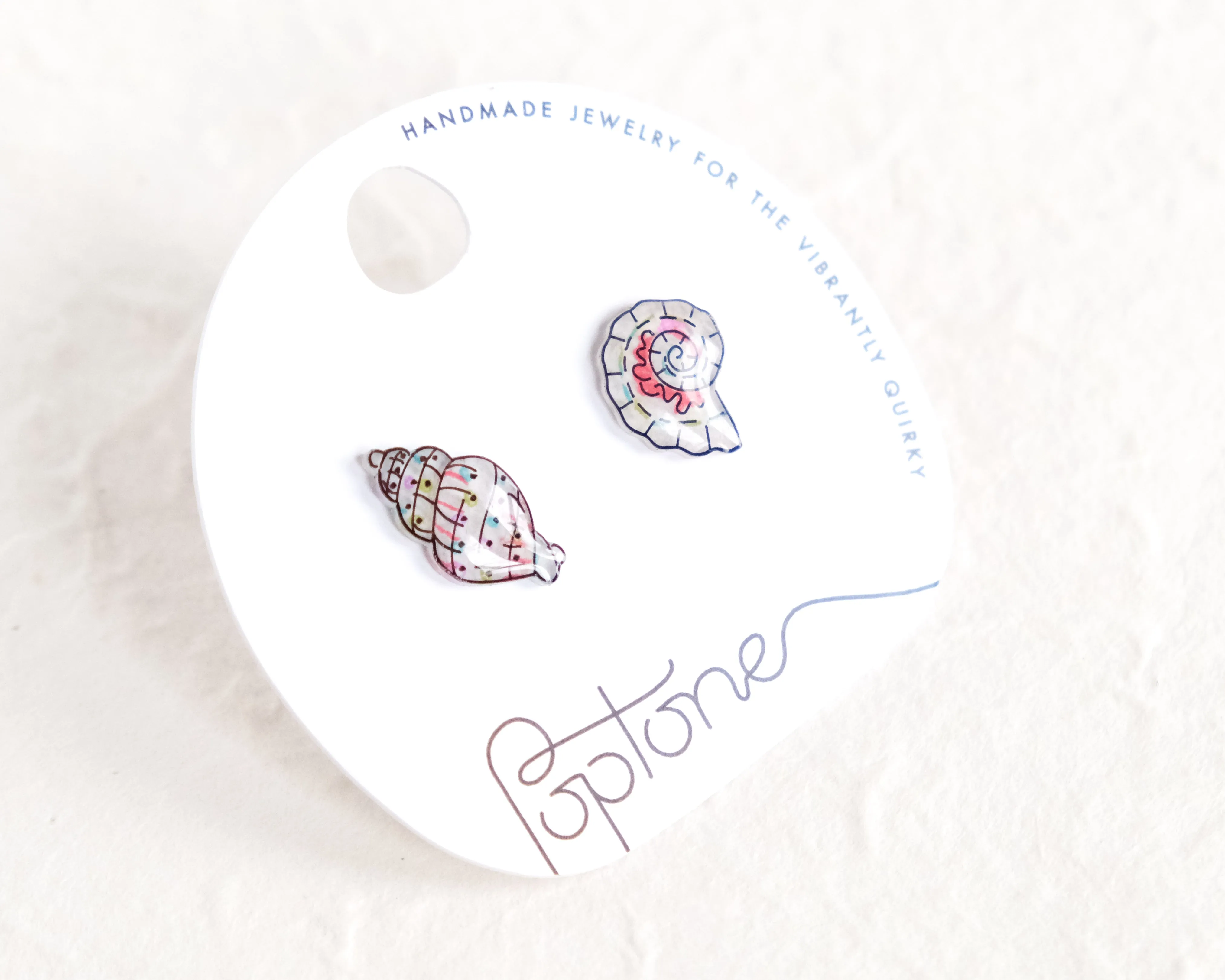 Asymmetrical Seashell Beach Stud Earrings