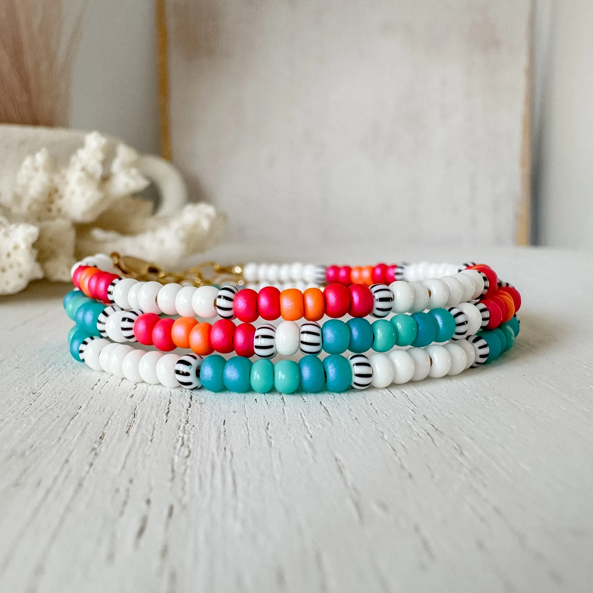 Aztec Color Collection Seed Bead Bracelet Stacking Set - Set of 3 or Each