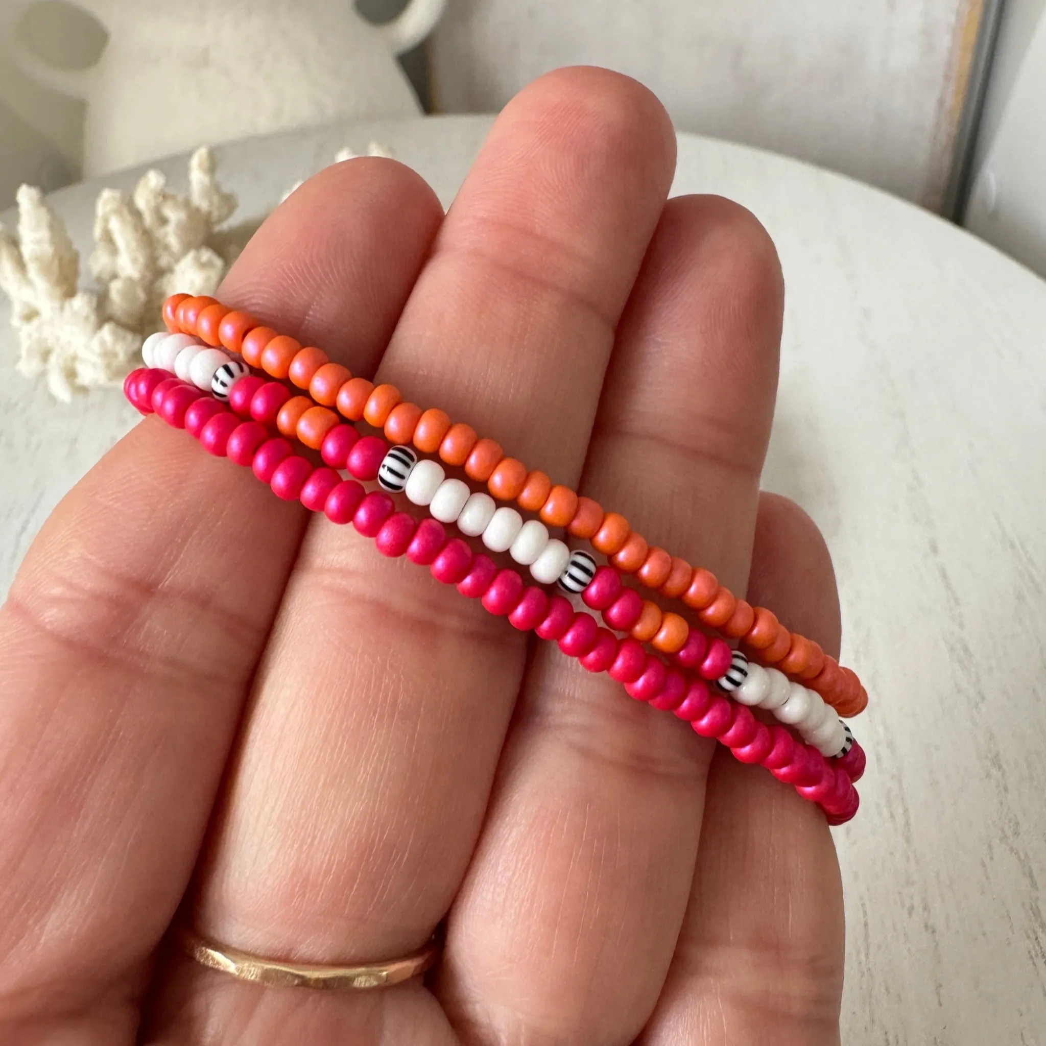 Aztec Color Collection Seed Bead Bracelet Stacking Set - Set of 3 or Each