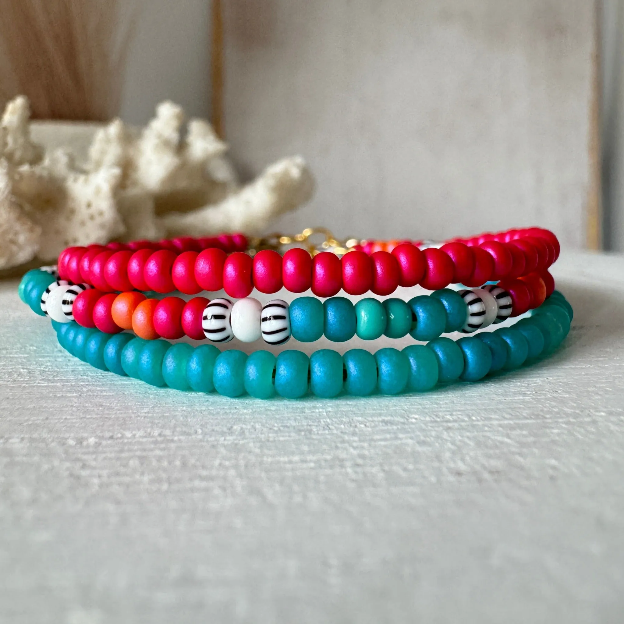 Aztec Color Collection Seed Bead Bracelet Stacking Set - Set of 3 or Each