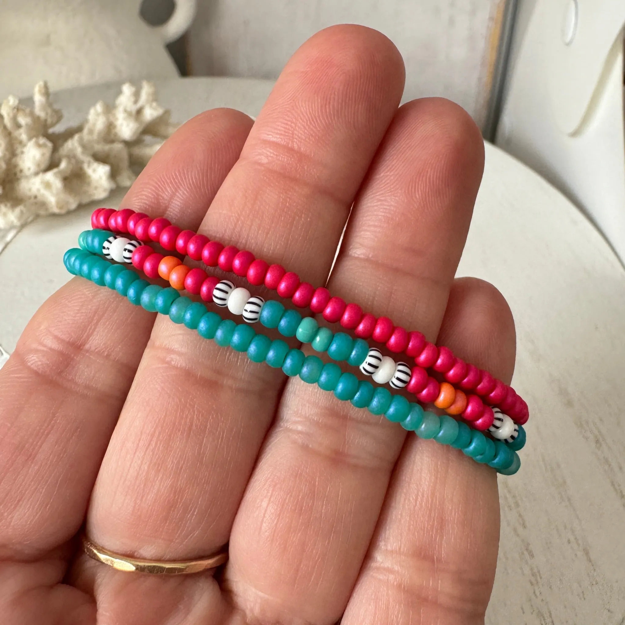 Aztec Color Collection Seed Bead Bracelet Stacking Set - Set of 3 or Each