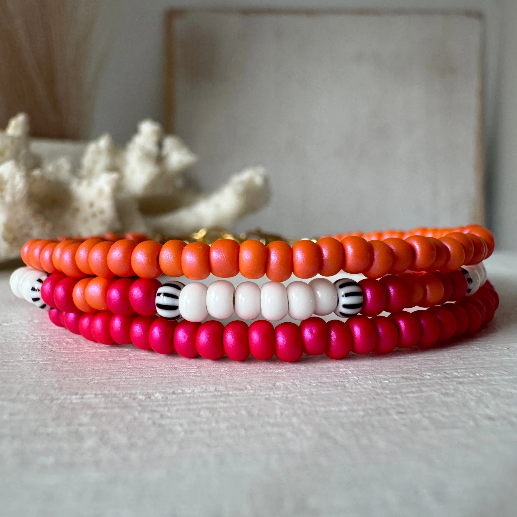 Aztec Color Collection Seed Bead Bracelet Stacking Set - Set of 3 or Each