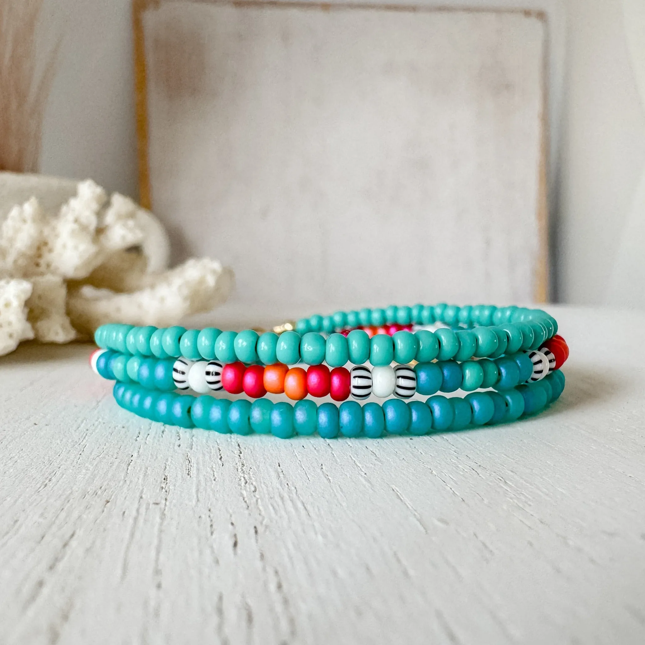 Aztec Color Collection Seed Bead Bracelet Stacking Set - Set of 3 or Each