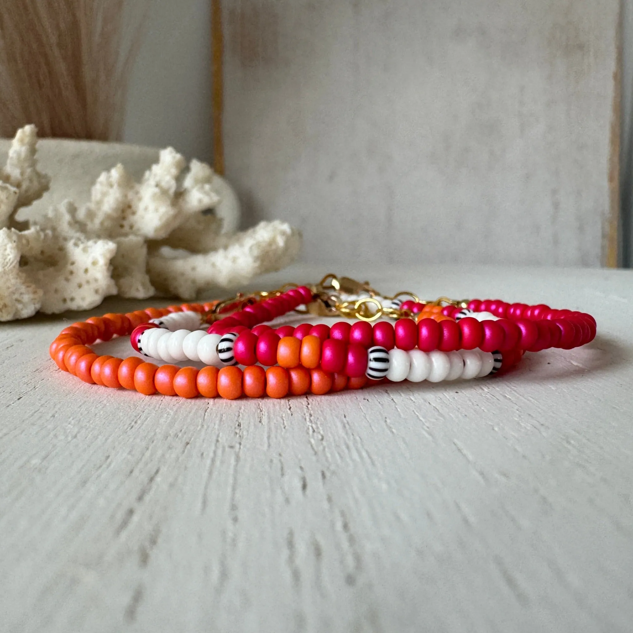 Aztec Color Collection Seed Bead Bracelet Stacking Set - Set of 3 or Each