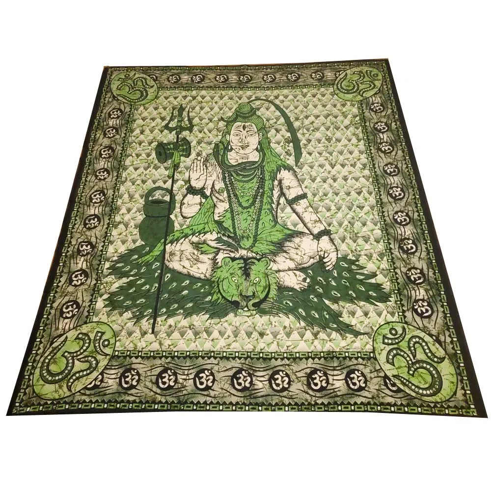 Batik Art Graphic Design Third Eye Shiva with Trishul & Om Tapestry