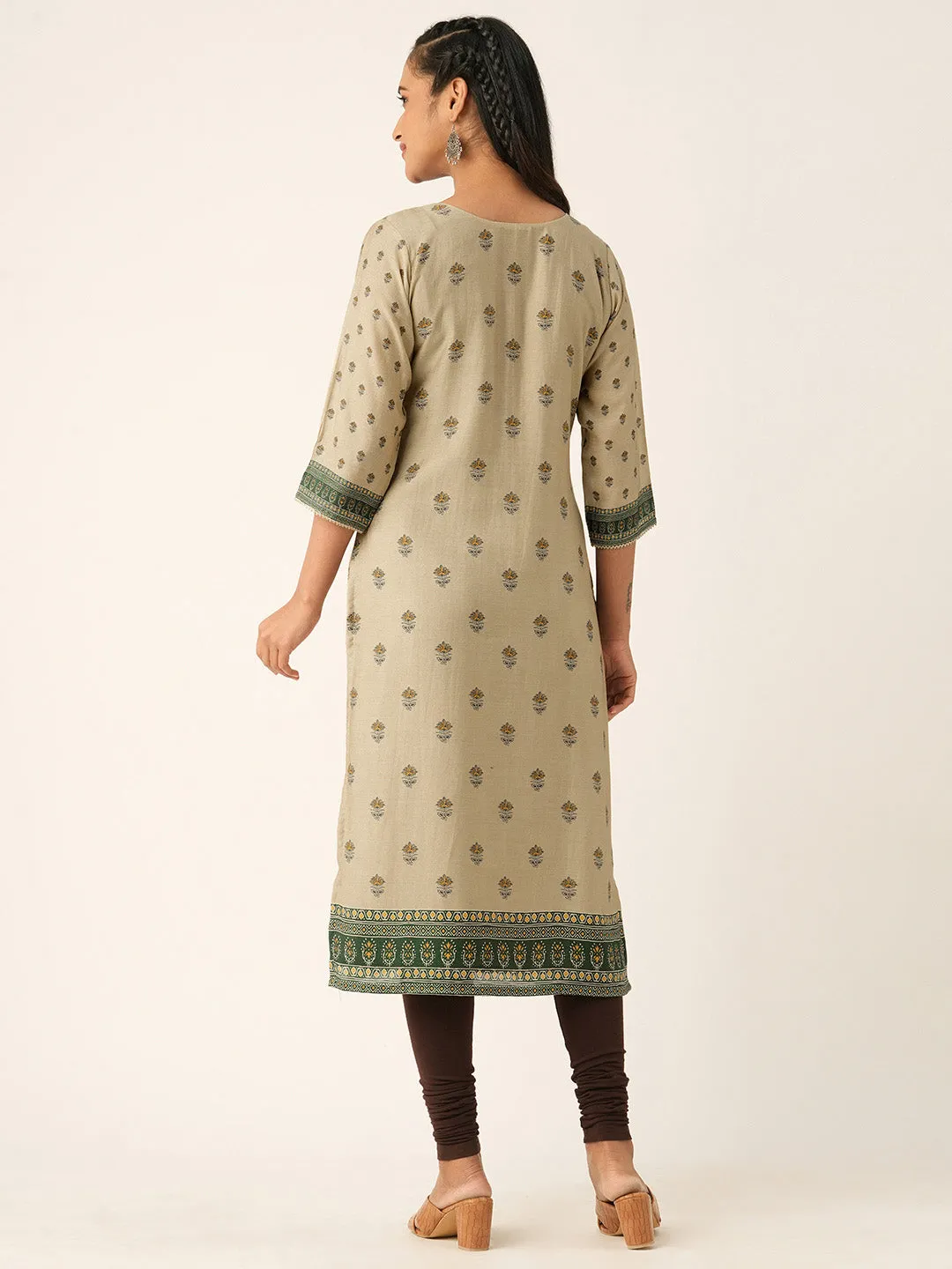 Beige Comfort Fit Muslin Kurta for Women Online in India - Zola