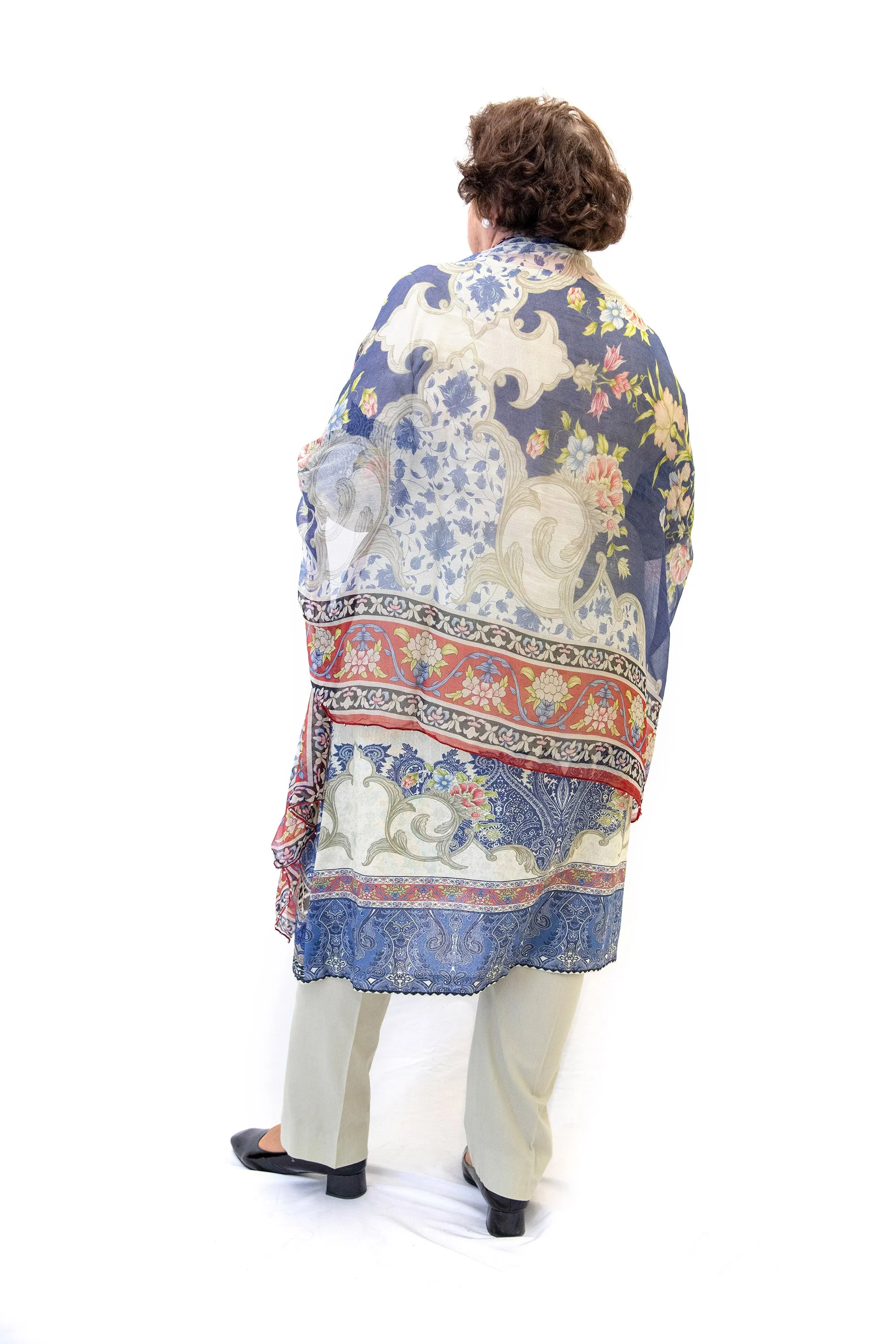 Beige Cotton Lawn Suit - Blue Print Design