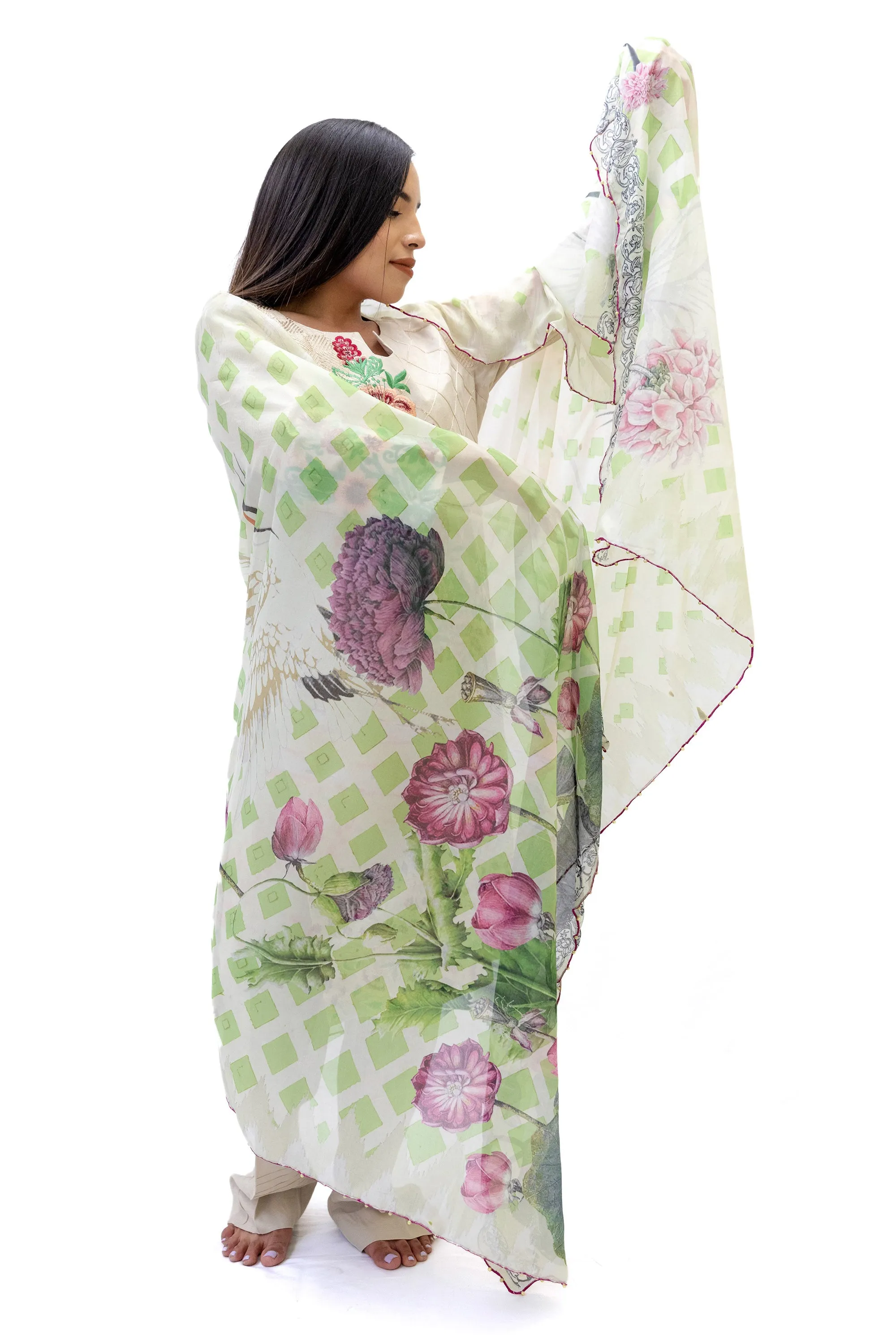 Beige Cotton Salwar Kameez - Erum Khan Suit