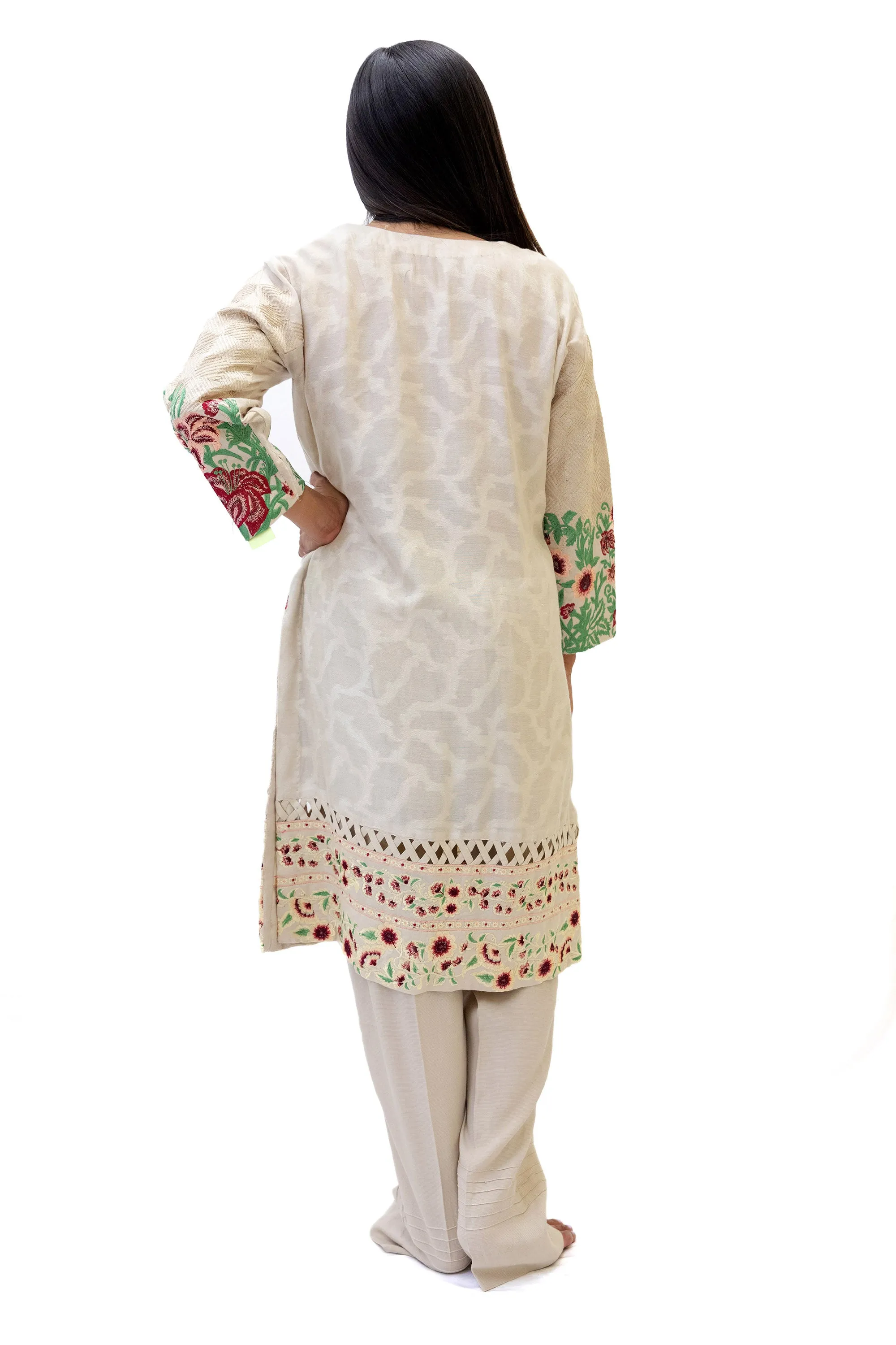Beige Cotton Salwar Kameez - Erum Khan Suit