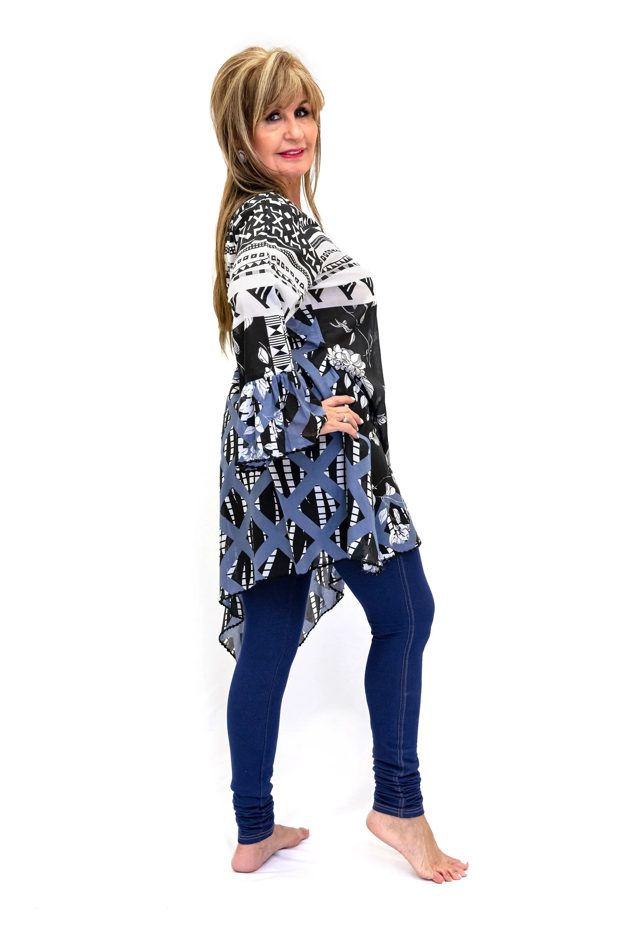 Black & White Long Sleeve Cotton Shirt
