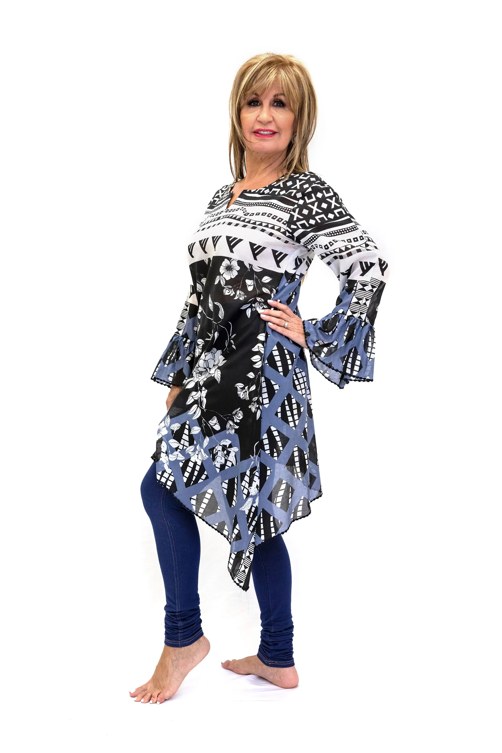 Black & White Long Sleeve Cotton Shirt