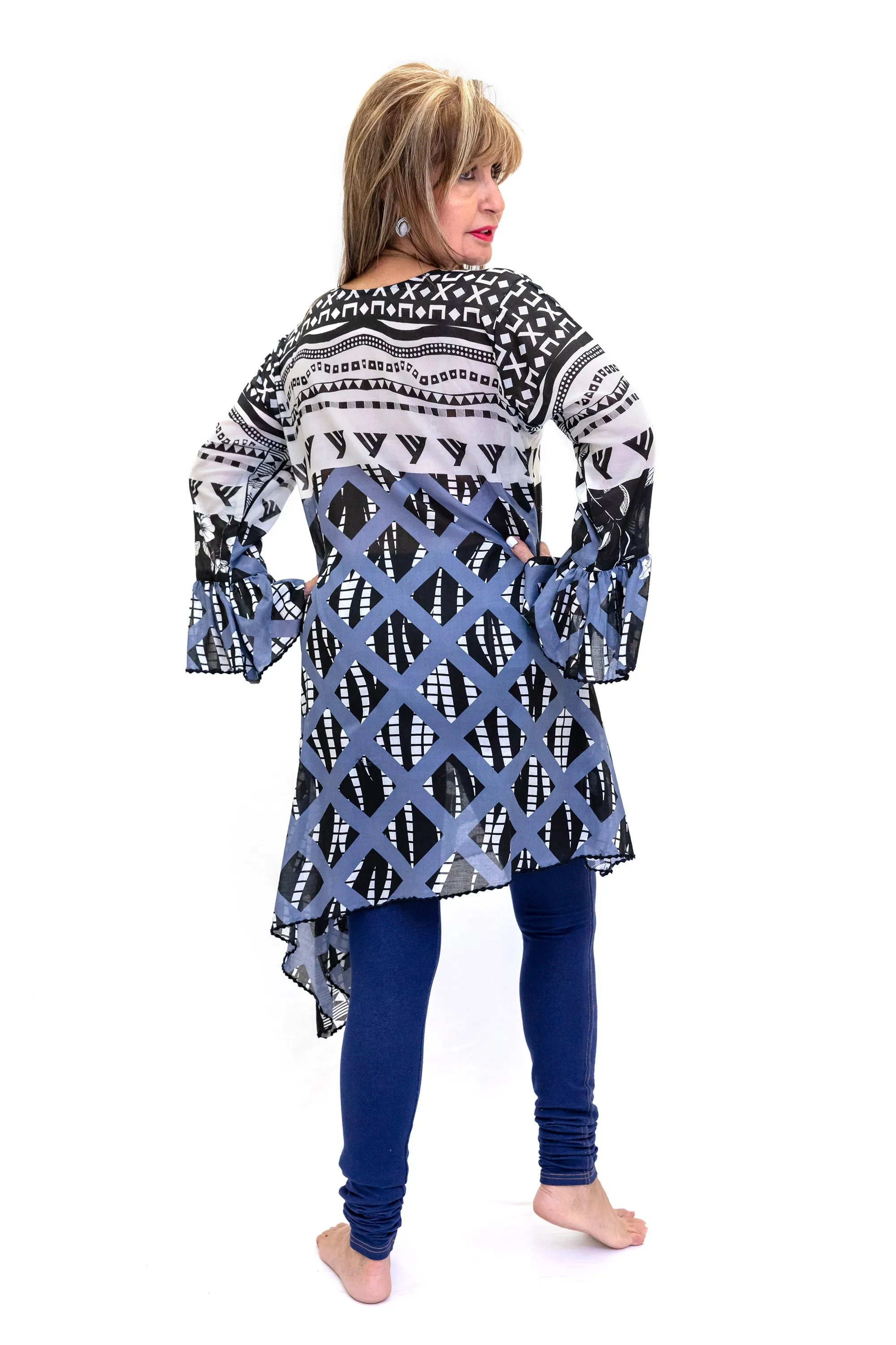 Black & White Long Sleeve Cotton Shirt