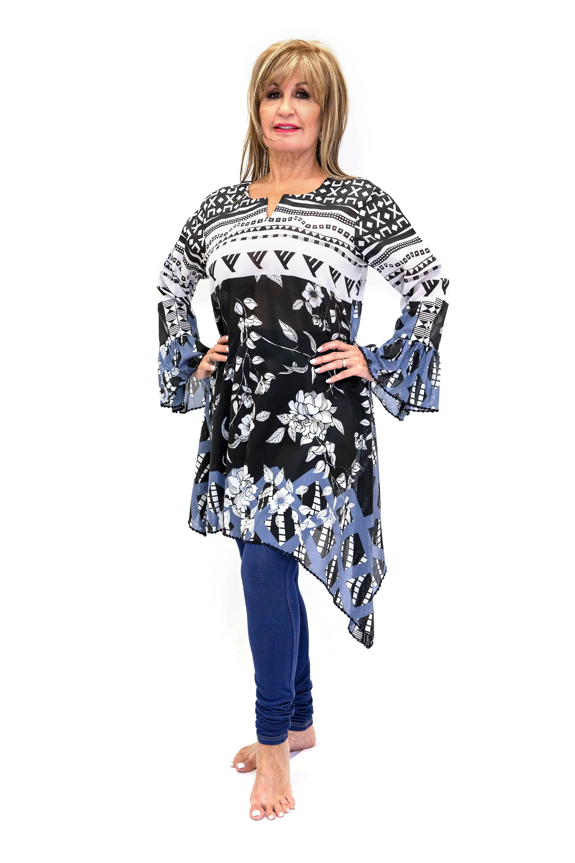 Black & White Long Sleeve Cotton Shirt