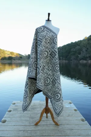 Black and white kantha dupatta
