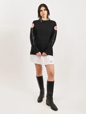 Black Carnation Print L/S T-Shirt