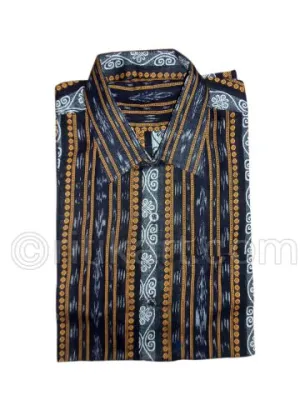 Black Color Sambalpuri Handloom Cotton Half Shirt