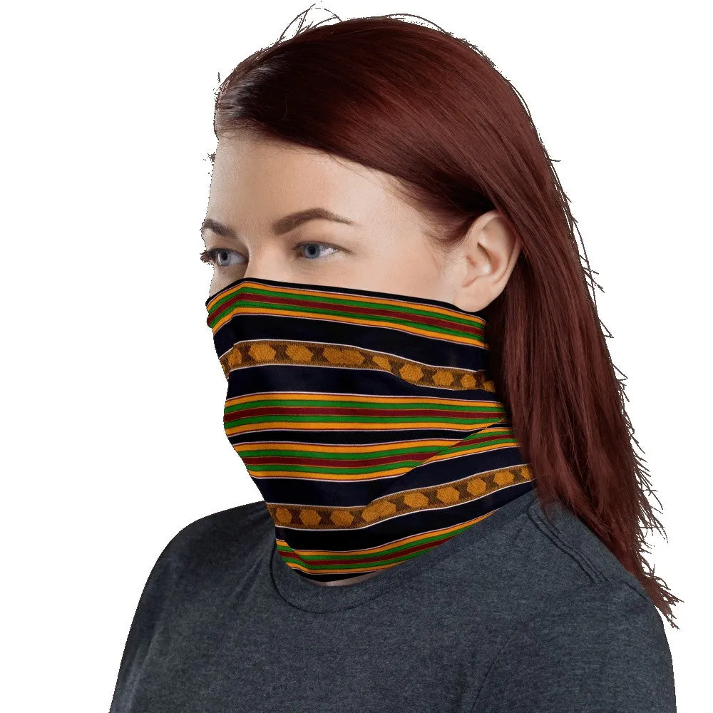 Black Kente African Print Neck Gaiter