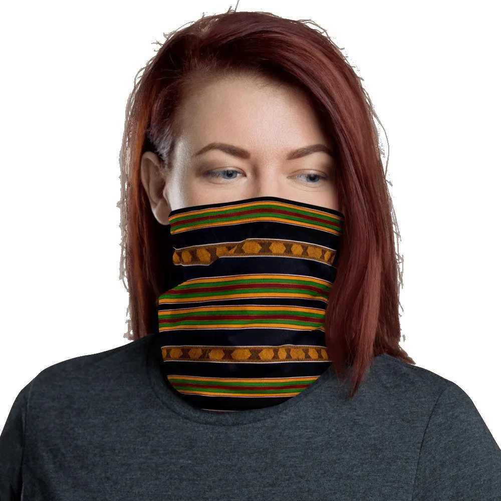 Black Kente African Print Neck Gaiter