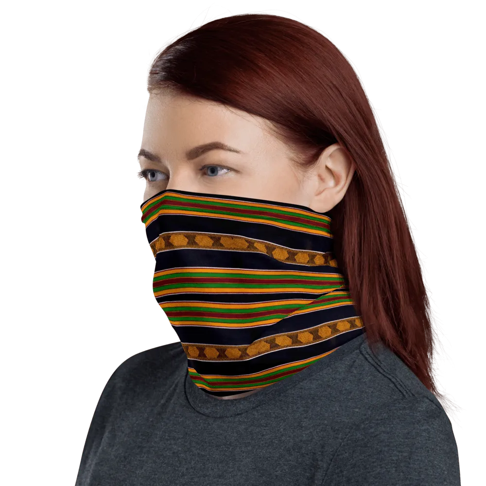 Black Kente African Print Neck Gaiter