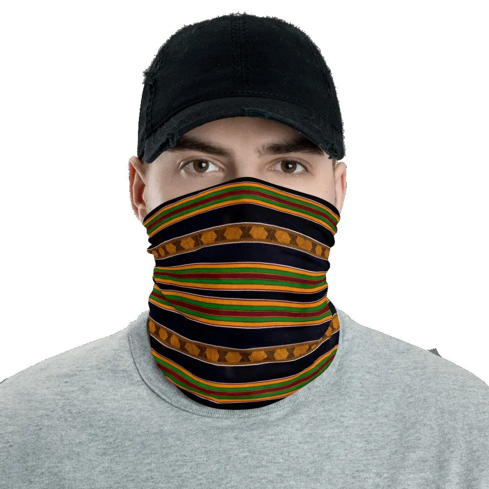 Black Kente African Print Neck Gaiter