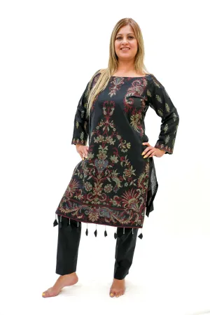 Black Lawn Print Salwar Kameez- Suit